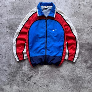 Vintage Nike 1990s Nylon TrackJacket Windbreaker Swoosh Logo y2k Mens Streetwear