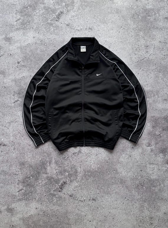Vintage Nike Black Trackjacket Windbreaker Full Zip 00s Mini