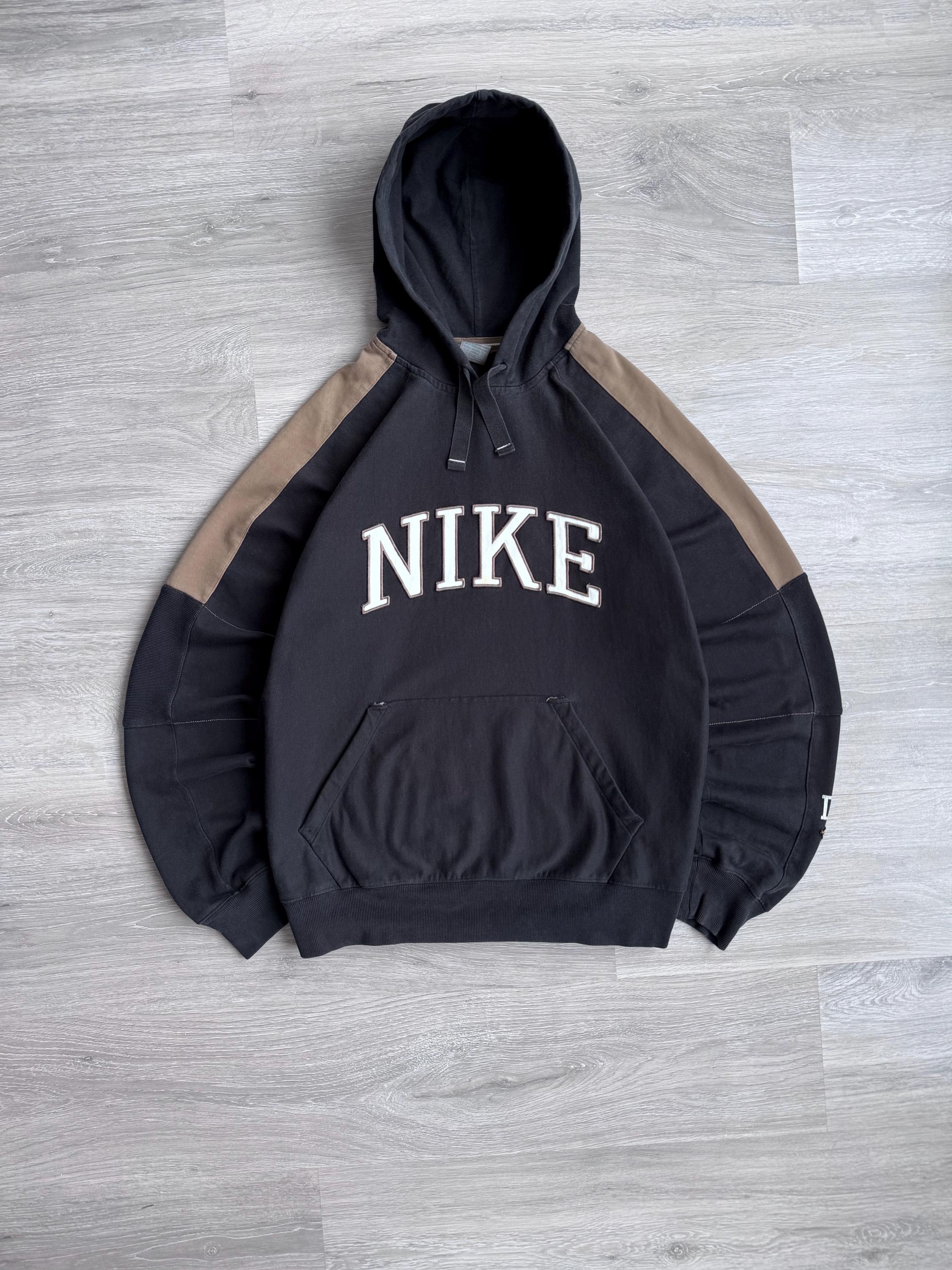 nike vintage oversized hoodie in washed brown