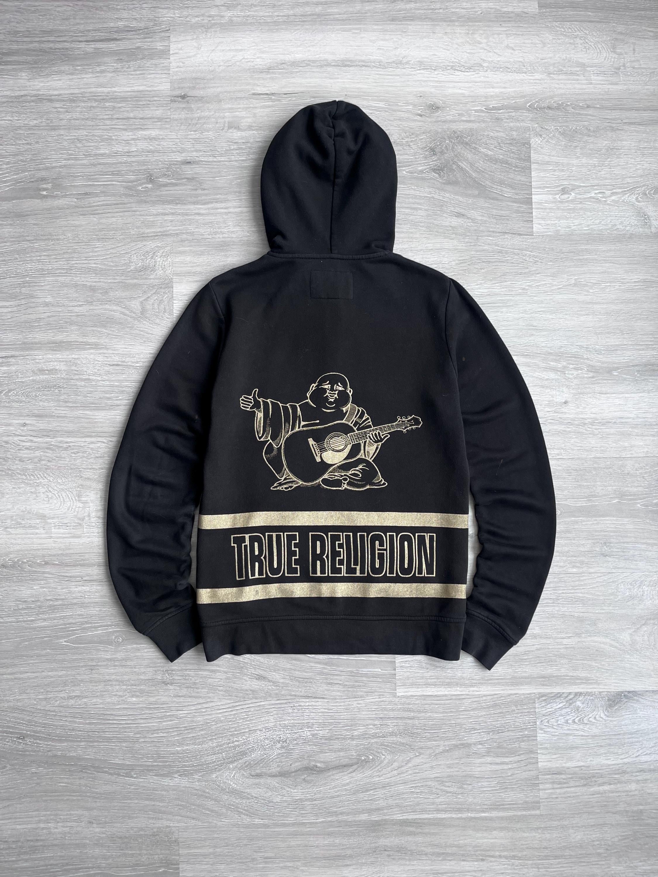 TRUE RELIGION ジップアップパーカー 3XL y2k ストリート True Religion Y2K Zip up Black Hoodie Big Buddha Logo Japanese