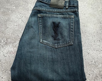 Grand logo YSL brodé vintage des années 90 Jeans Yves Saint Laurent