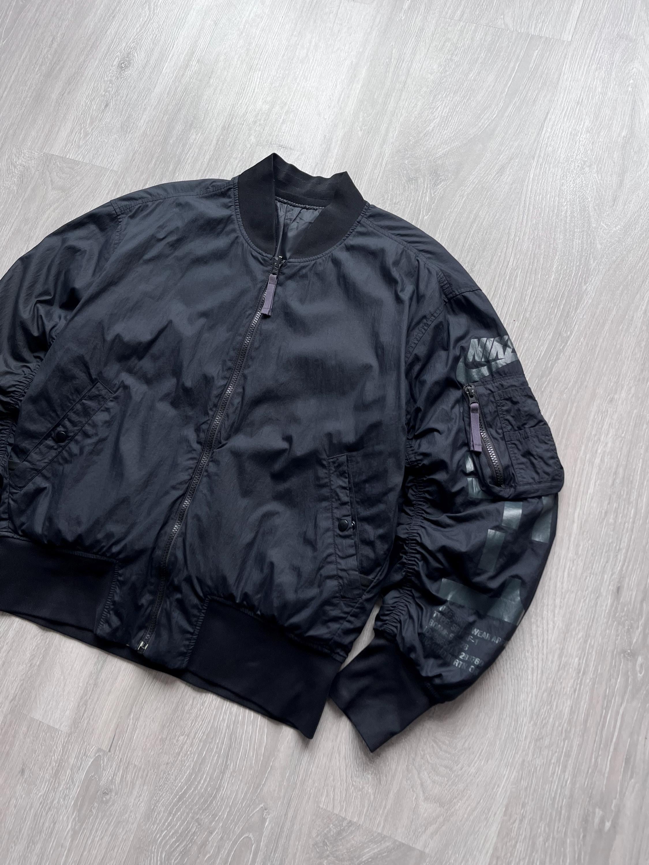 Vintage Nike Bomber Jacket Black Nylon Big Logo Y2K 00s Mens 