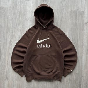 Nike Vintage Y2K Brown Hoodie Center Swoosh Embroidered Logo