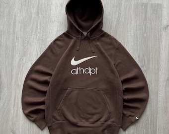 Nike Vintage Y2K Brown Hoodie Center Swoosh Embroidered Logo