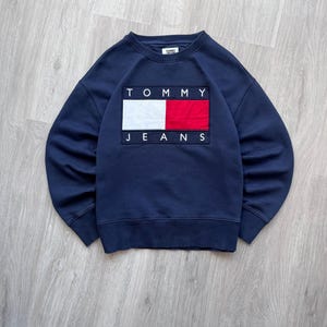 Vintage Tommy Hilfiger Tommy Jeans Sweatshirt Big Logo Embroidered