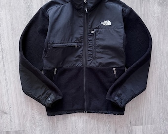 Vintage The North Face 90’s Fleece Nylon Black Jacket zip Sweater Denali Retro