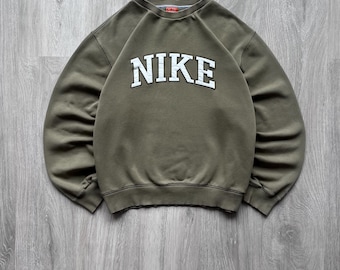Sweat-shirt ras du cou Nike vintage coupe ample avec logo brodé Nike des années 2000 Streetwear pour homme