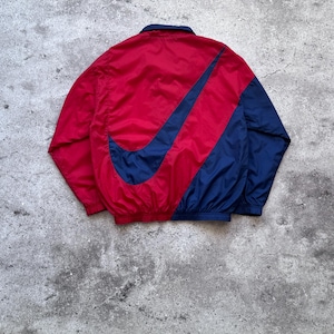 Vintage Nike 90s Nylon TrackJacket Windbreaker Big Swoosh Logo Navy Red Size Mens M y2k streetwear