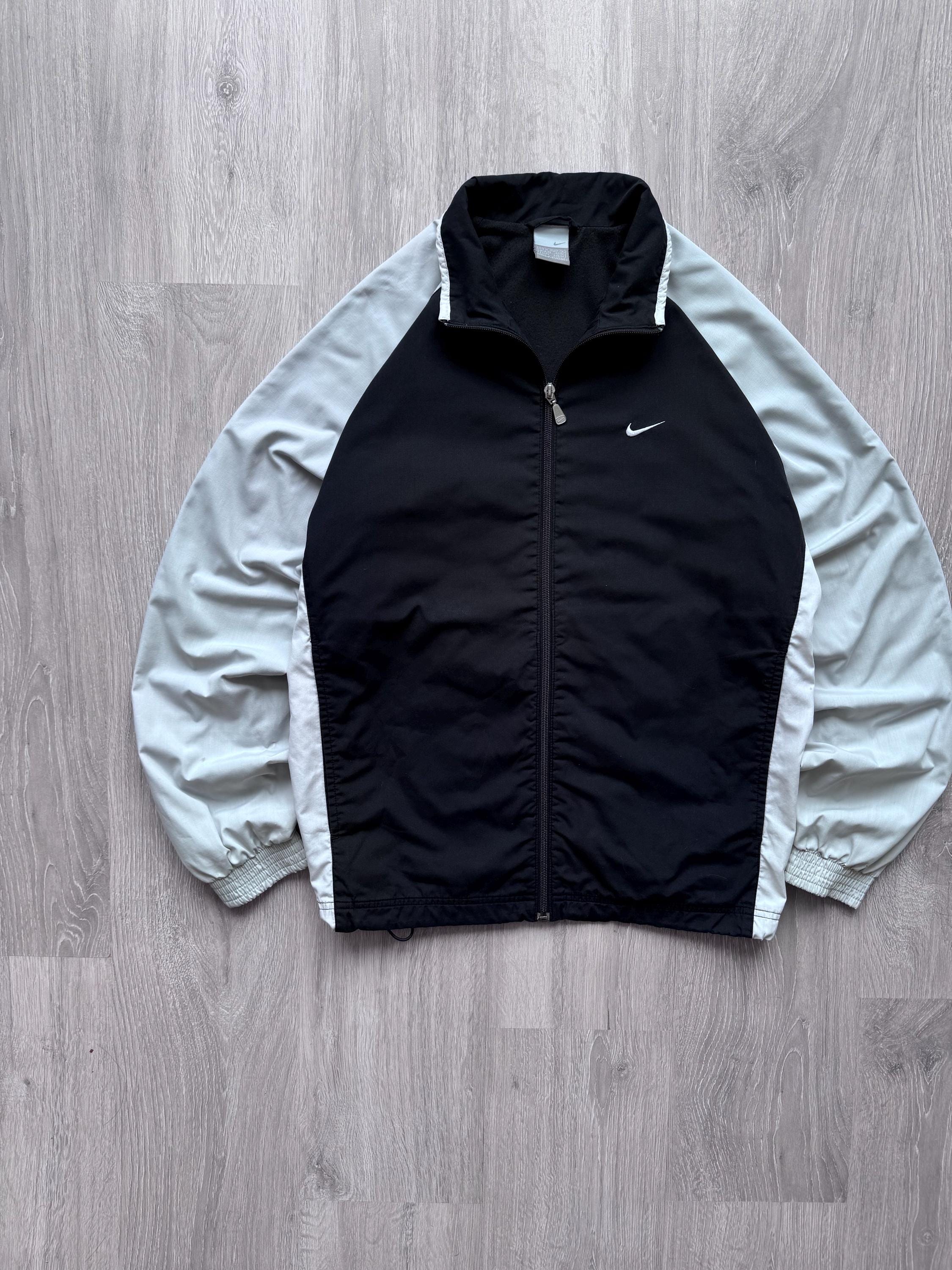 Vintage Nike Black Gray Trackjacket Nylon Windbreaker 00's Mini