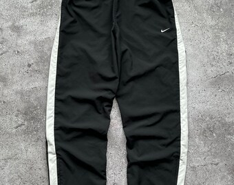 Vintage Schwarze Nylon Trainingshose Jogger Swoosh