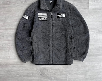 Vintage The North Face 90’s Fleece Jacket Sherpa zip Sweater 50 Years Of Exploration Big Logo