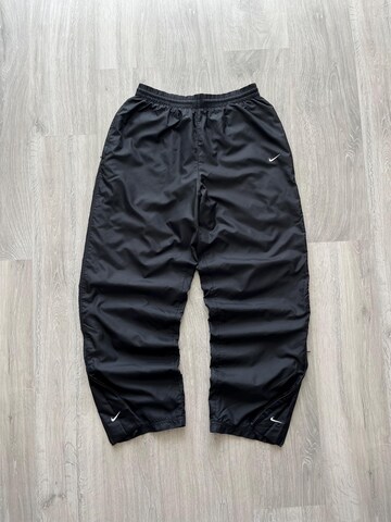 Nike Vintage 00’s Y2K Black Nylon TrackPants Joggers Double Swoosh Logo