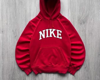 Vintage Nike - Sweat à capuche rouge Baggy Y2K Big Nike Center Logo 00s