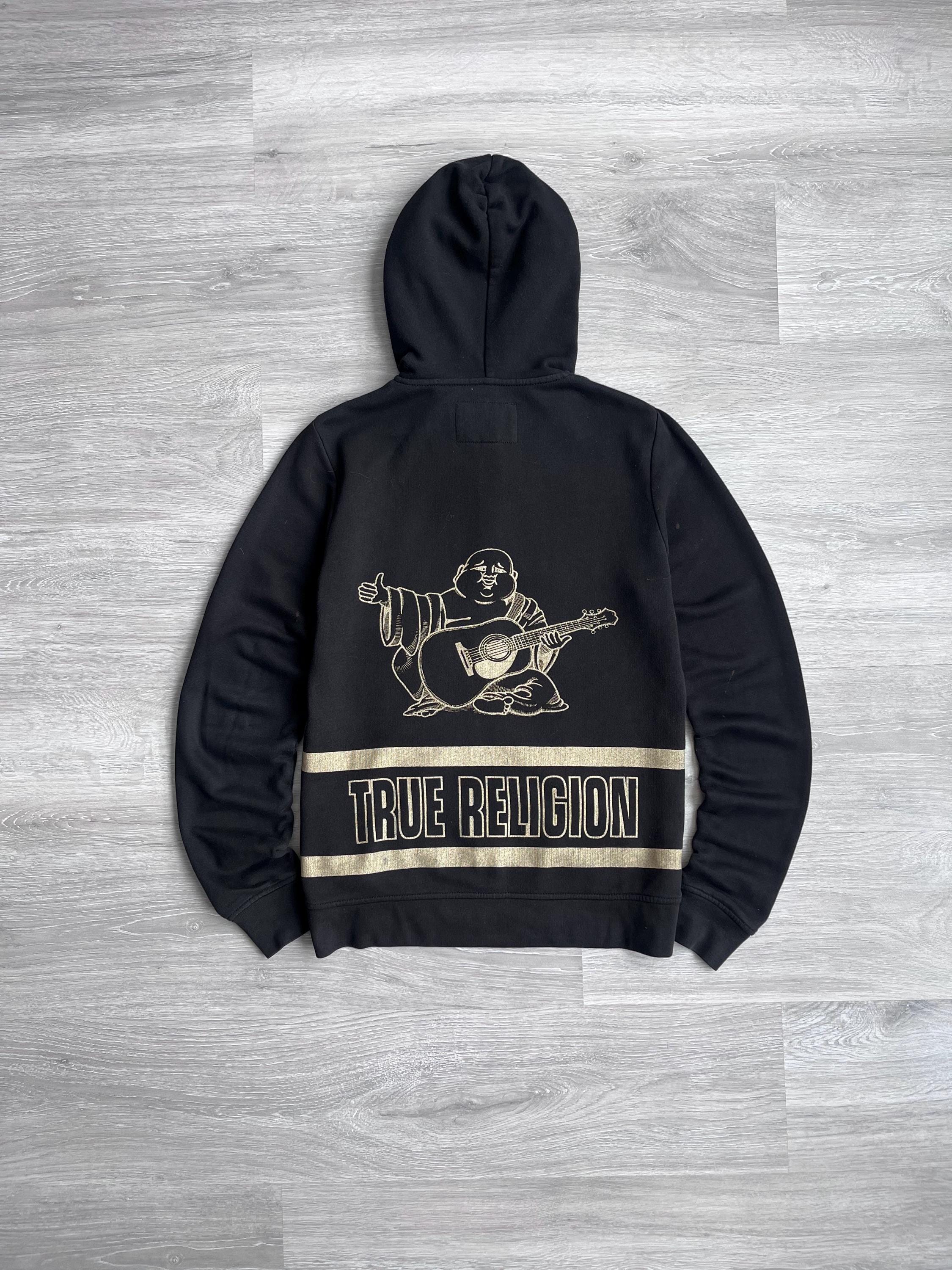 TRUE RELIGION パーカー ブラック True Religion Y2K Zip up Black Hoodie Big Buddha Logo Japanese
