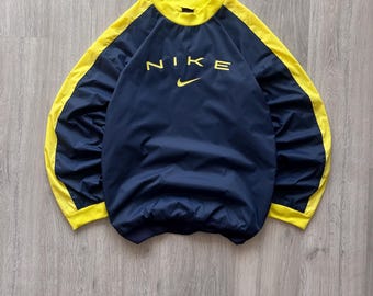 Nike vintage jaren 90 nylon wijd sweatshirt met ronde hals / jas midden Nike swoosh-logo