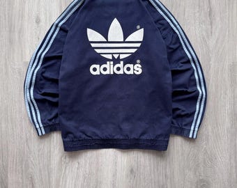 Bluza z kapturem Adidas Rugby z lat 90. z 3 paskami i dużym logo Adidas