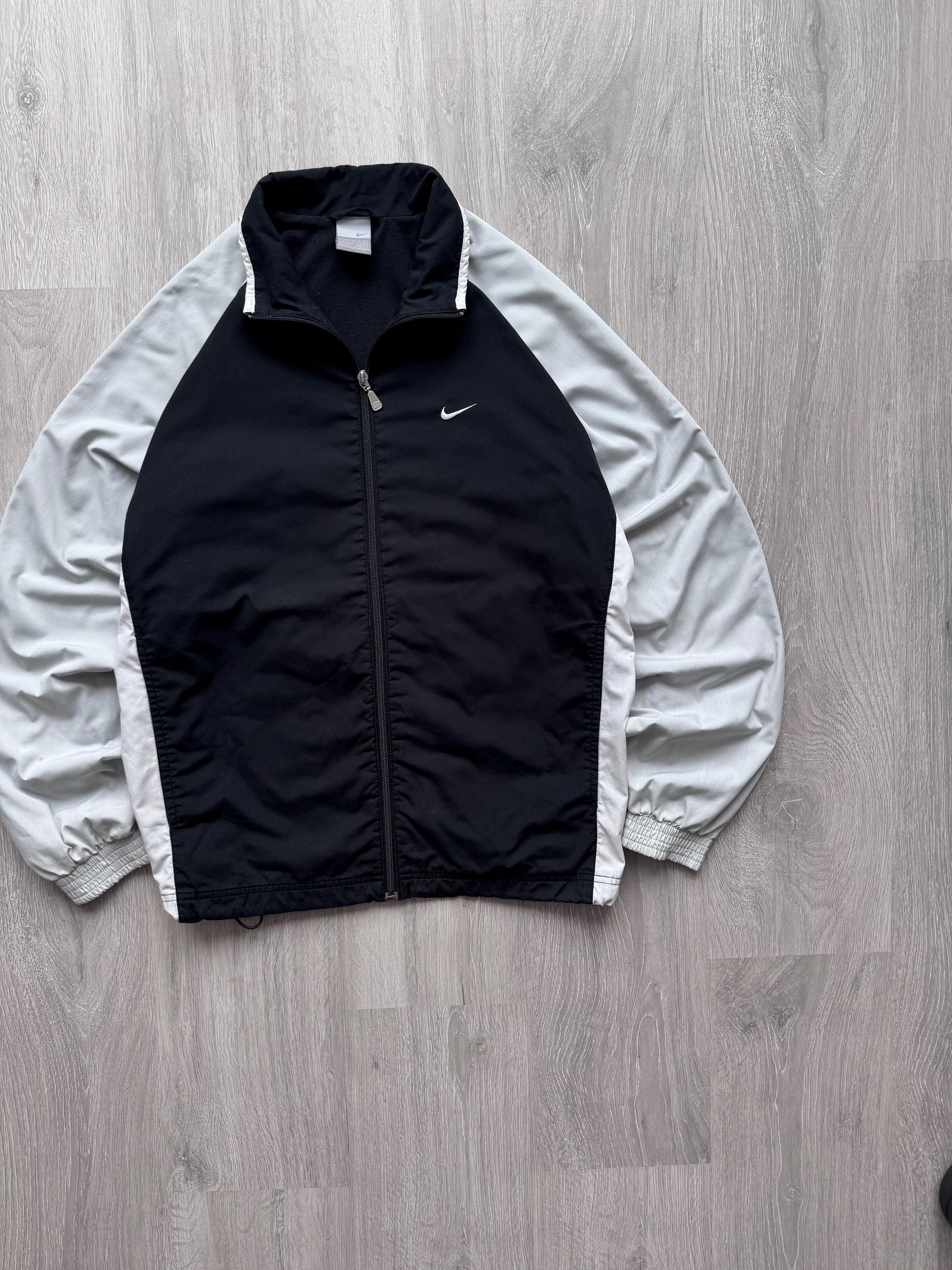 Vintage Nike Black Gray Trackjacket Nylon Windbreaker 00's Mini