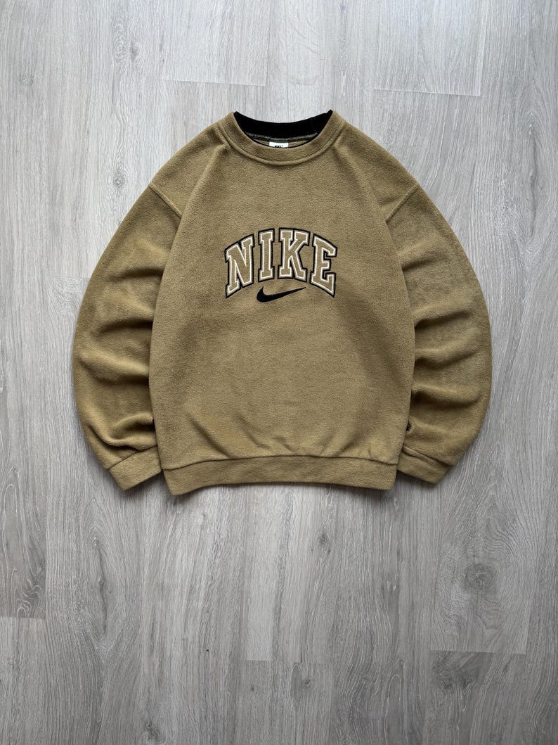 Vintage Nike 90s Fleece Sweatshirt Crewneck Big Center Swoosh Nike Embroidered Logo Unisex Rare image 1