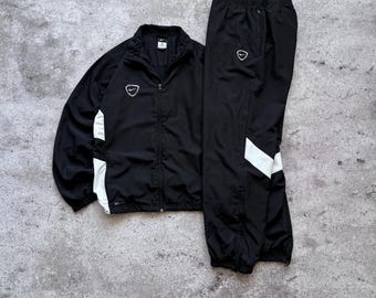 Nike vintage jaren 00 nylon trainingspak jas + broek joggingbroek mini swoosh-logo y2k streetwear
