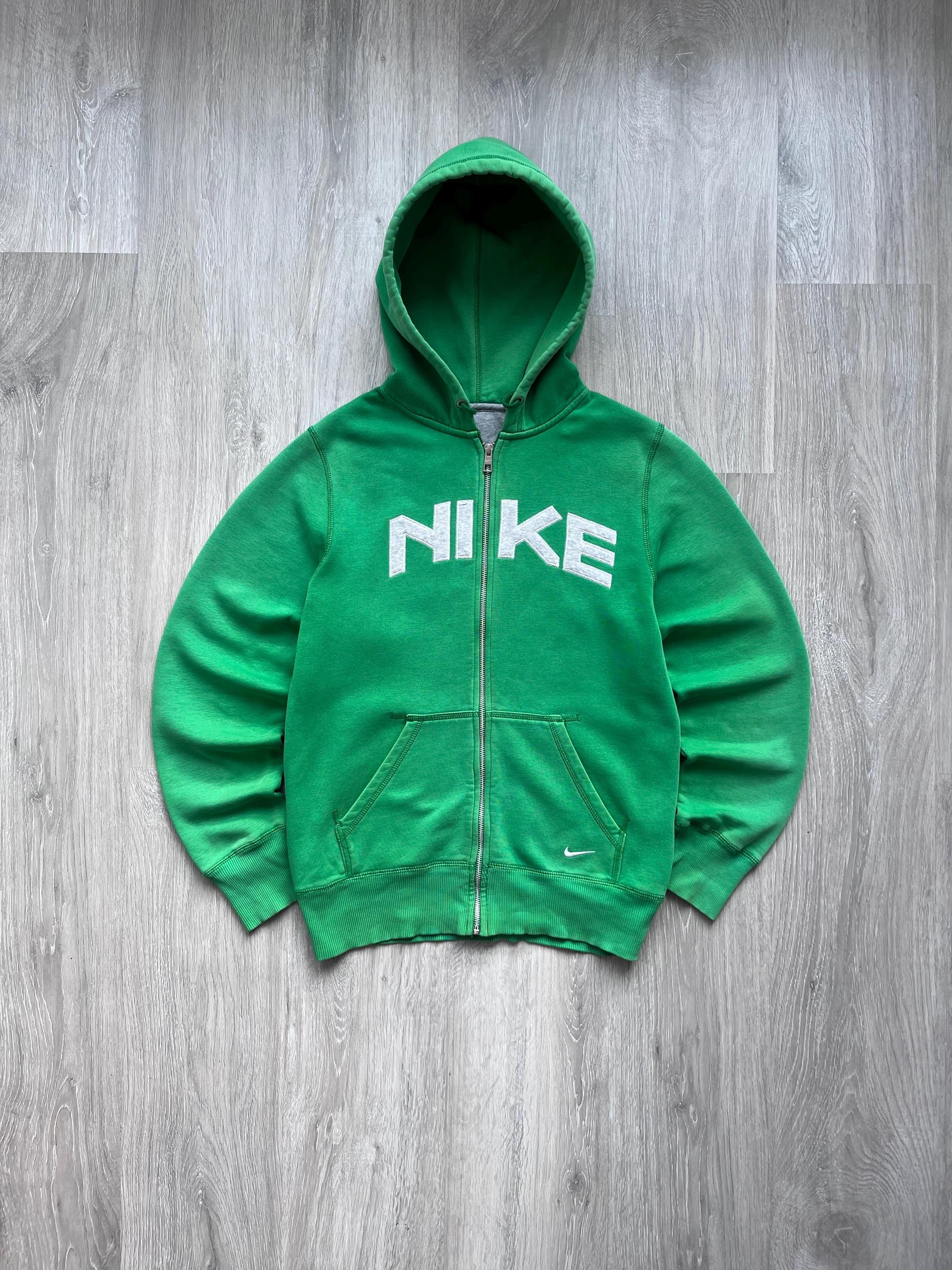 Vintage Nike Zip Hoodie Baggy 00's Big Nike Embroidered Center