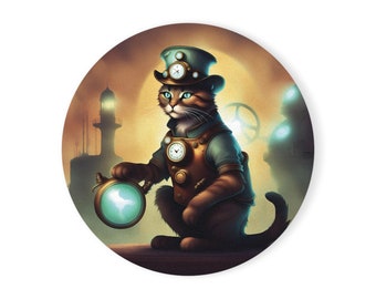 Steampunk Cat decoratieve onderzetter - ontwerp 2