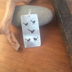 Birds on a Wire - Pendant - Sterling Silver