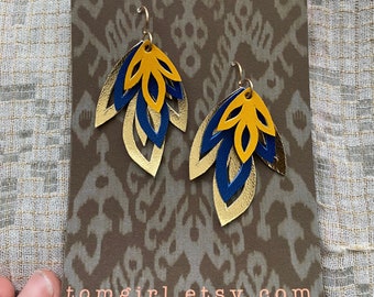 Petite Blue and GOLD Warriors Earrings