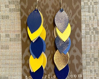 Blue and GOLD Warriors Cascade Earrings