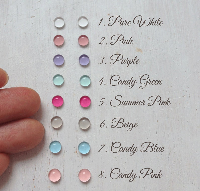 Choose Your Color and Size. 3mm, 4mm, 5mm Super tiny Dot Pastel Candy Stud Earrings. Surgical Steel Earrings Post. Gift for Her image 1