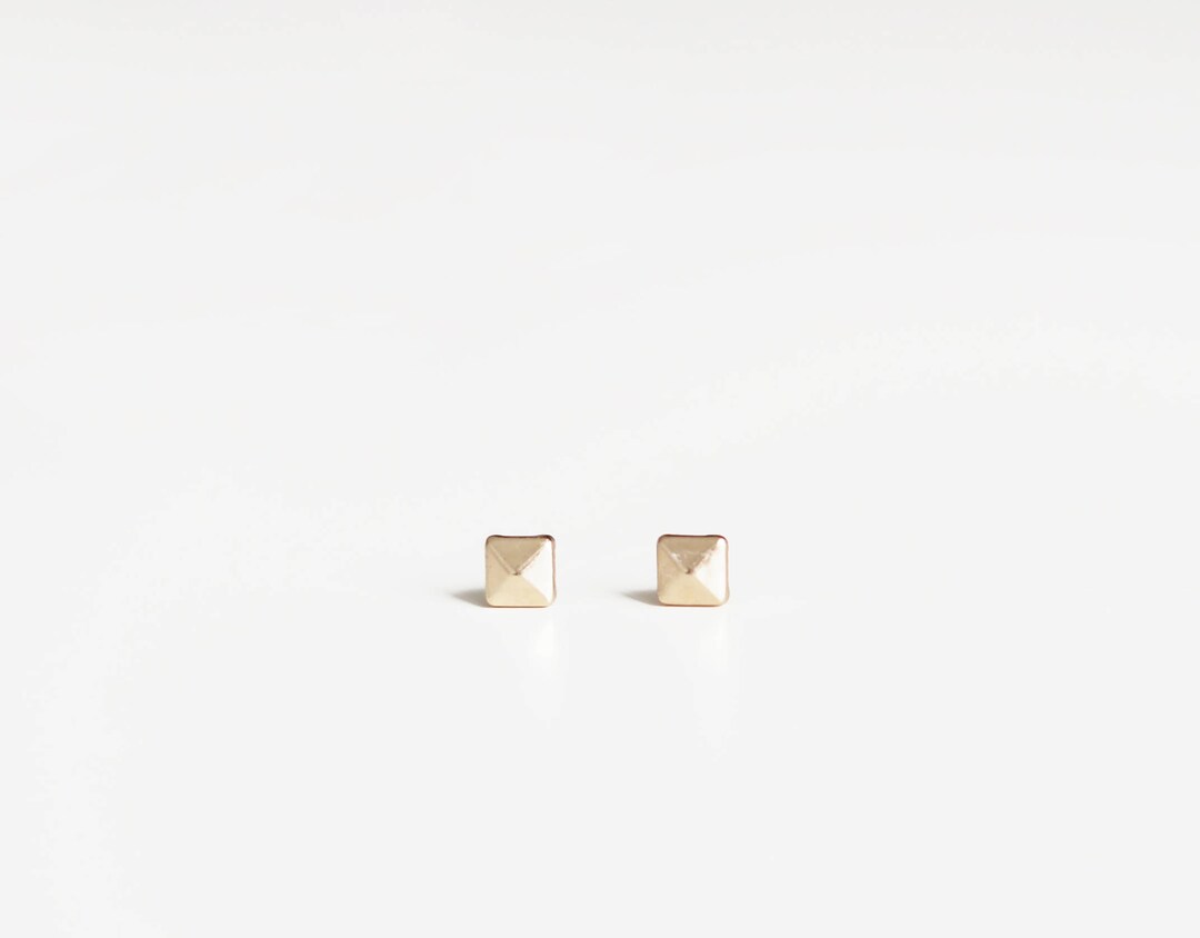 4mm Studs. Super Tiny Square Pyramid Earrings. Geometric Earrings ...