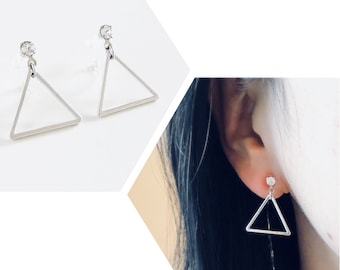 Geometric Triangle Invisible Clip On Earrings. Non-pierced Earrings. Perfect Gift for Minimalist. Simple Earrings