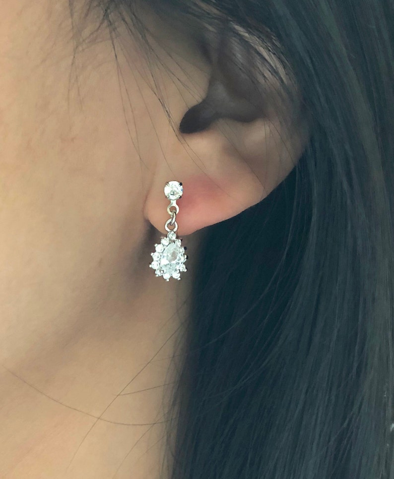 Rhinestone Crystal Invisible Clip on Earrings. Timeless Non Etsy