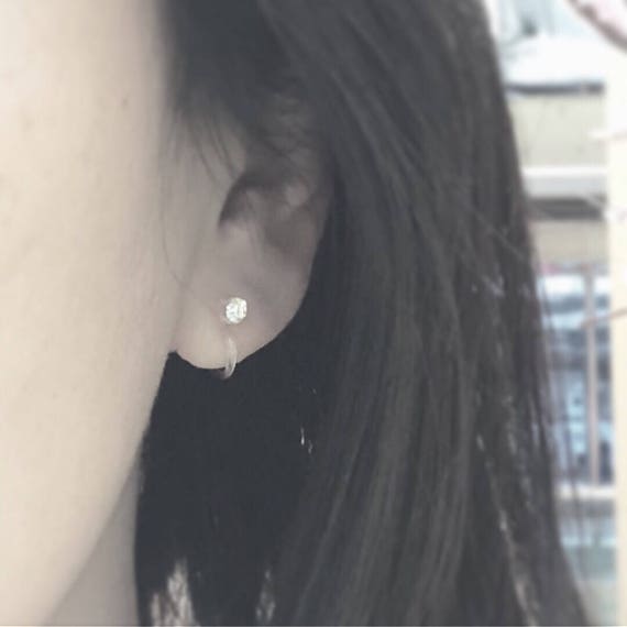  DANGLING Clear Earring Studs, 3mm Plastic Invisible