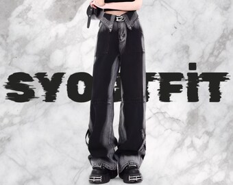 Wide Leg Baggy Pant Y2k Harajuku Streetwear | Y2k Pants Cargo | Cargopants | Harajuku Pant | Harajuku Clothes | Y2k Fashion Pant | Y2k Baggy