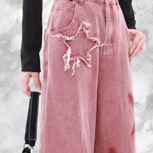 Pantalon ample rose avec étoiles, Vêtements Année 2000, Pantalon large, Streetwear Harajuku Année 2000, Vêtements harajuku Année 2000 image 3