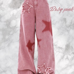 Pantalon ample rose avec étoiles, Vêtements Année 2000, Pantalon large, Streetwear Harajuku Année 2000, Vêtements harajuku Année 2000 PinkStar