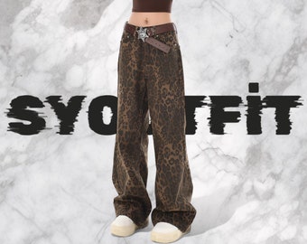 Baggy Leopard Pant Y2k Harajuku Clothes Streetwear, Womens Pant, Y2k Baggy Jeans, Cargopants, Baggy Cargo Pants, Y2k Pant Baggy Pants