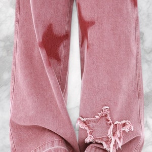 Pantalon ample rose avec étoiles, Vêtements Année 2000, Pantalon large, Streetwear Harajuku Année 2000, Vêtements harajuku Année 2000 image 5
