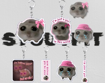 Porte-clés cadeau petite amie Meme. Hamster triste fille, cadeaux meme rigolos, cadeau voiture petite amie copain, sticker meme accessoire de sac hamster