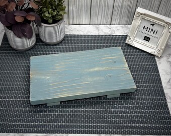 Blue Sage Wood Table Riser - Wood Pedestal - Rustic Wood Riser - Farmhouse Riser-Wood Tray- Rustic Decor- Riser - Distressed Decor
