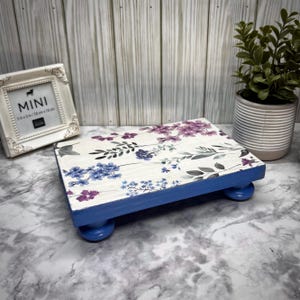 Lavender Wood Table Riser-Table Riser-Wood Pedestal-Rustic Wood Riser-Farmhouse Riser-Wood Tray-Rustic Wooden Tray-Tray-Riser-Floral Decor image 8