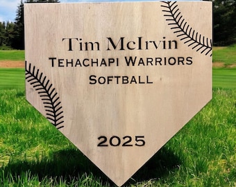 Custom Baseball Softball Wood Plaque: Personalized Home Plate Trophy