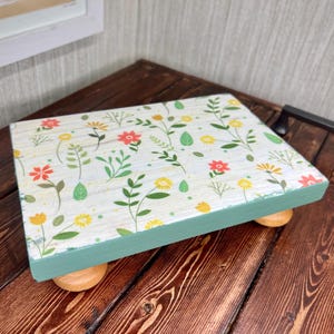 Lavender Wood Table Riser-Table Riser-Wood Pedestal-Rustic Wood Riser-Farmhouse Riser-Wood Tray-Rustic Wooden Tray-Tray-Riser-Floral Decor image 6