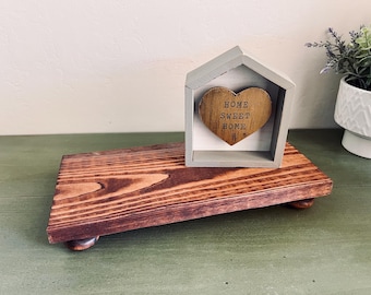 Brown Honey Wood Table Riser - Table Riser - Wood Pedestal - Rustic Wood Riser - Farmhouse Riser-Wood Tray- Rustic Decor - Distressed Decor