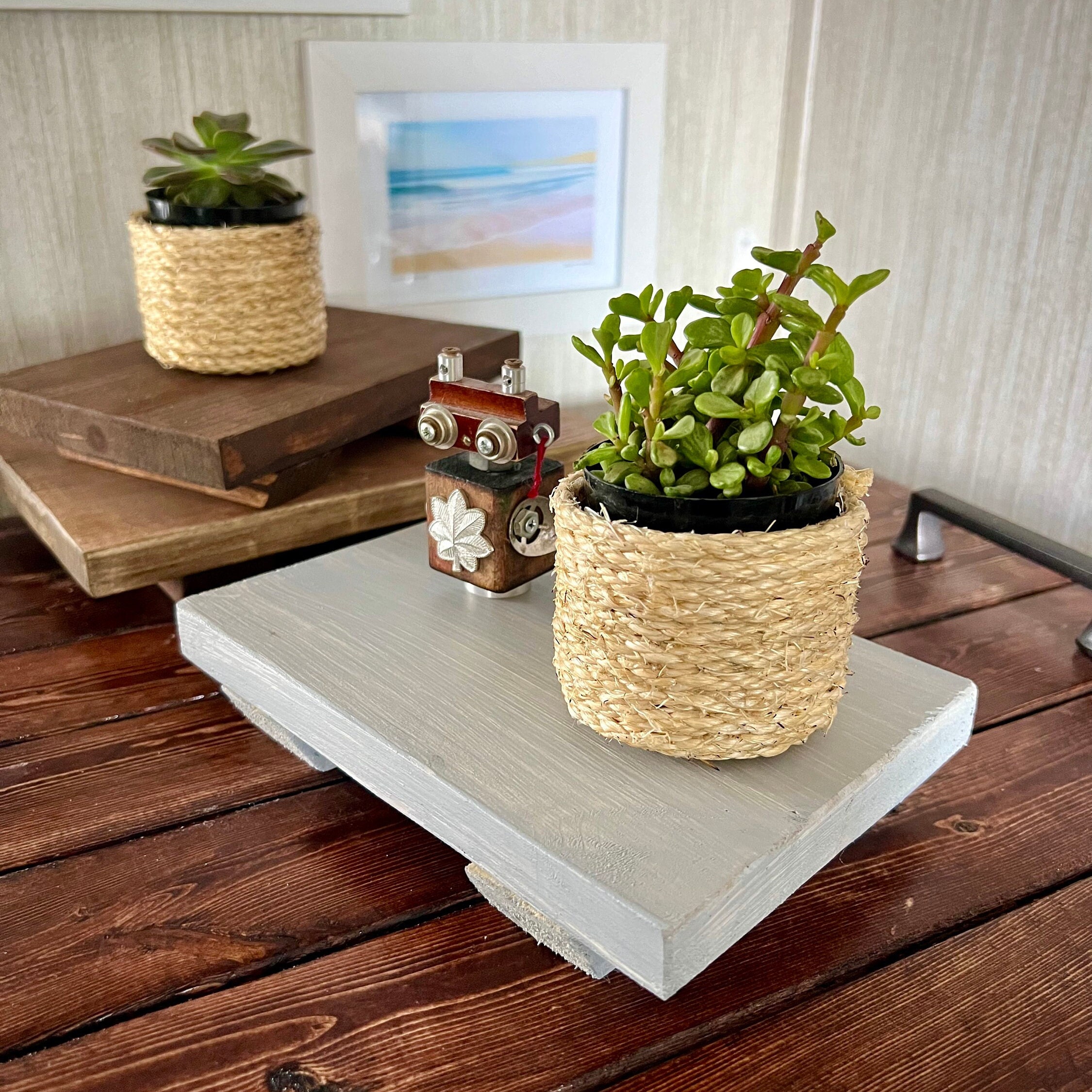 Gray Wood Table Riser - Wood Pedestal - Rustic Wood Riser - Farmhouse ...