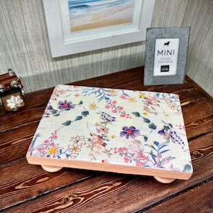 Floral 2 Wood Table Riser-Table Riser-Wood Pedestal-Rustic Wood Riser-Farmhouse Riser-Wood Tray-Rustic Wooden Tray-Tray-Riser -Floral Decor