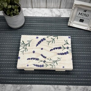 Lavender Wood Table Riser-Table Riser-Wood Pedestal-Rustic Wood Riser-Farmhouse Riser-Wood Tray-Rustic Wooden Tray-Tray-Riser-Floral Decor image 4