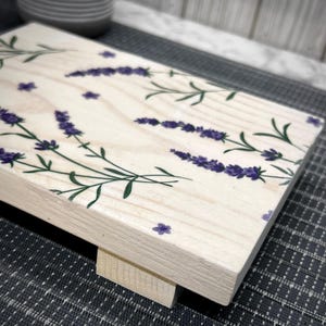 Lavender Wood Table Riser-Table Riser-Wood Pedestal-Rustic Wood Riser-Farmhouse Riser-Wood Tray-Rustic Wooden Tray-Tray-Riser-Floral Decor image 2