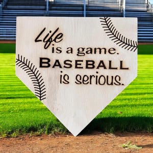 Baseball Softball Wood Plaque – Baseball is Serious - Home Plate Player Trophy – End of Season Coach Gift