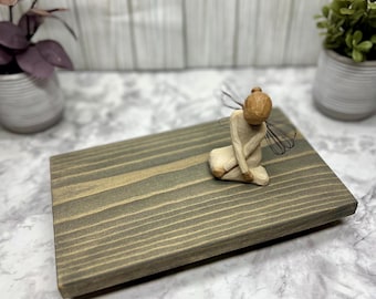 Smoke Gray Wood Table Riser - Wood Pedestal - Rustic Wood Riser - Farmhouse Riser-Wood Tray- Rustic Decor- Riser - Distressed Decor